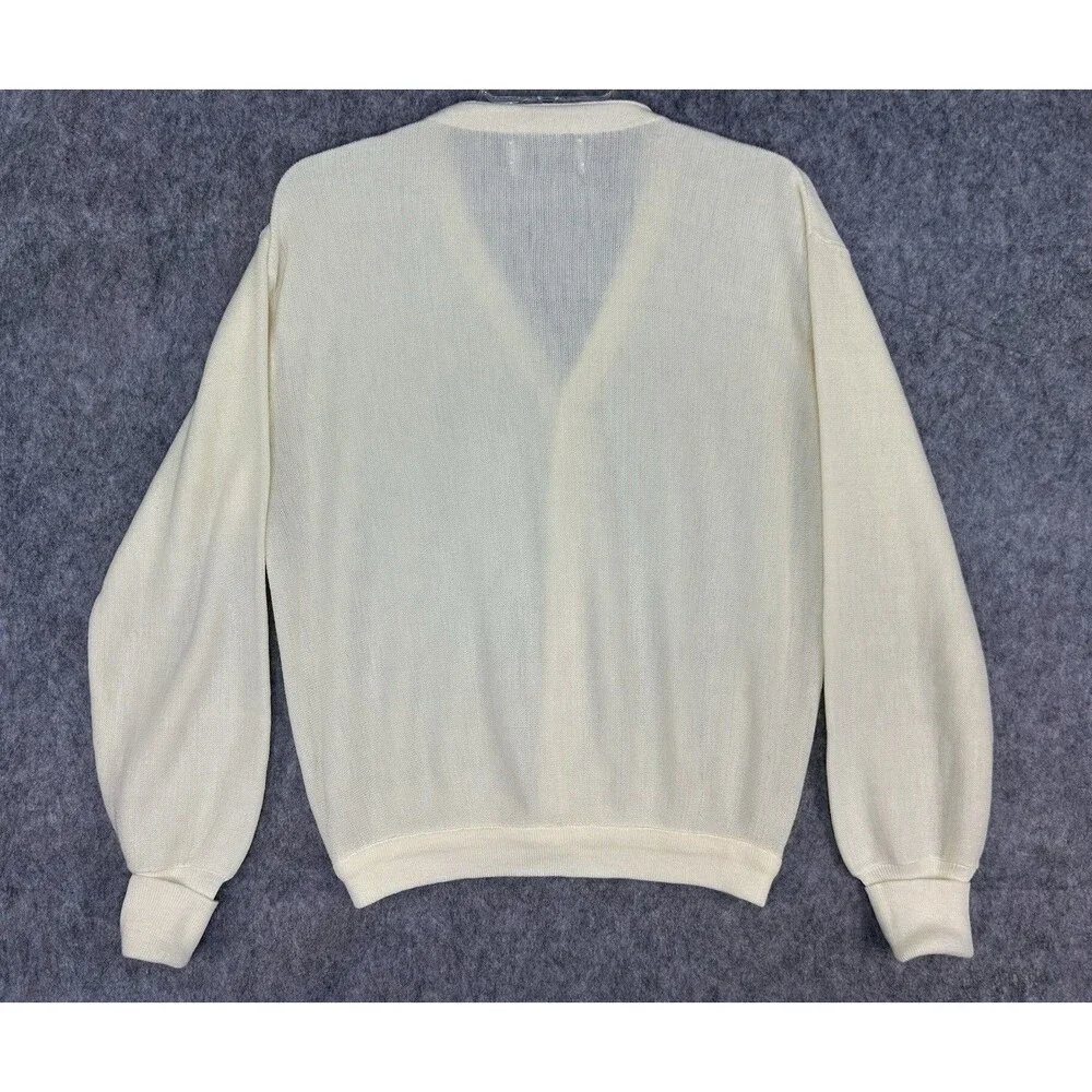 Vtg Brentwood Sportswear Men’s Light Yellow Cardigan Sweater Grandpa Acrylic L